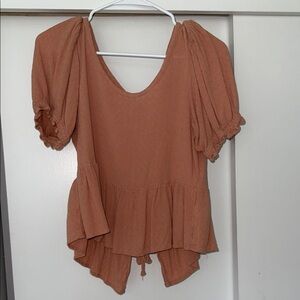 American Eagle Outfitters Peplum Blouse in Rust